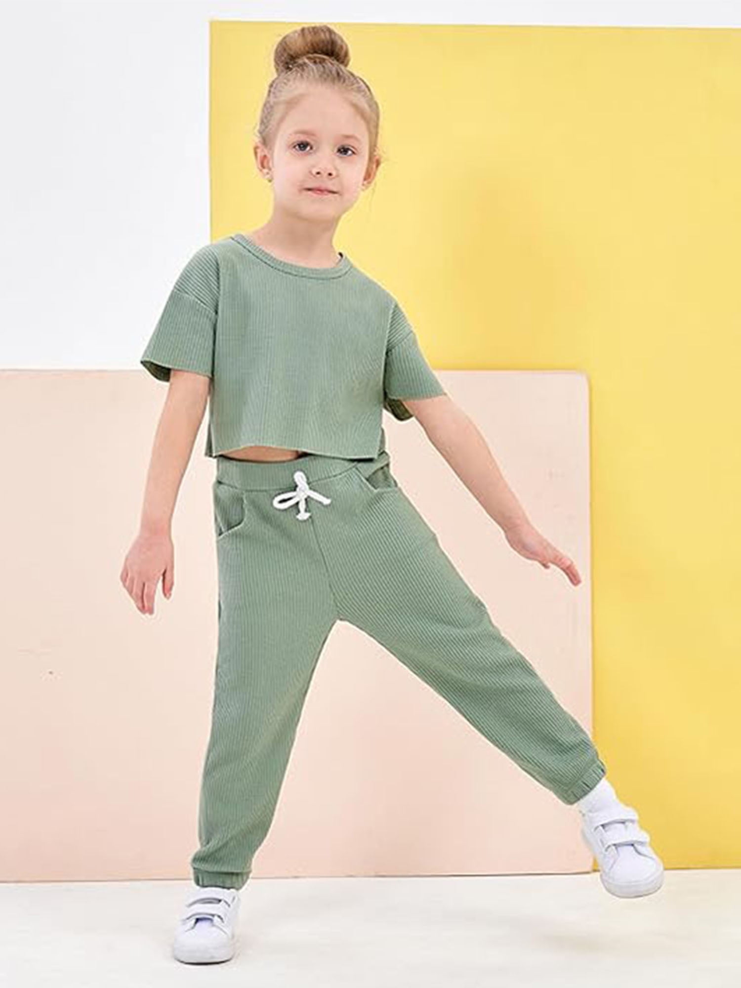 CARETOO Toddler Girl Clothes Baby Outfits Tie Dye Short Sleeve Shirt Long Pants 2PCS Clothing Set