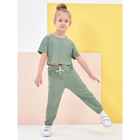 CARETOO Toddler Girl Clothes Baby Outfits Tie Dye Short Sleeve Shirt Long Pants 2PCS Clothing Set