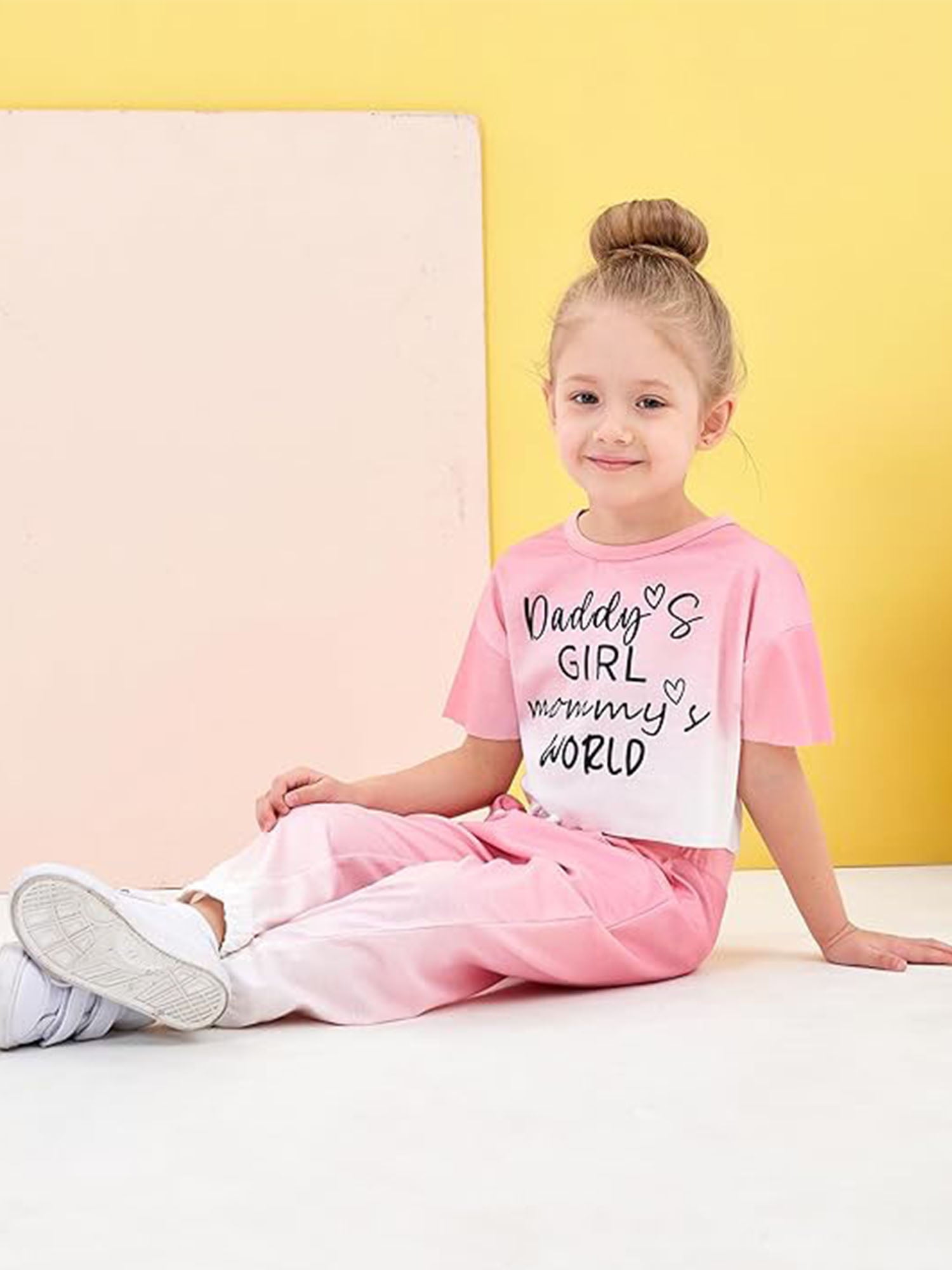 CARETOO Toddler Girl Clothes Baby Outfits Tie Dye Short Sleeve Shirt Long Pants 2PCS Clothing Set