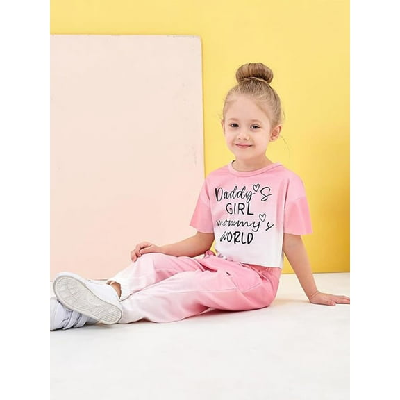 CARETOO Toddler Girl Clothes Baby Outfits Tie Dye Short Sleeve Shirt Long Pants 2PCS Clothing Set