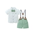 thumbnail image 1 of CARETOO Toddler Infant Boy Clothes Formal Suit Short Sleeves Shirt Suspender Pants Bowtie 3pcs Set, 1 of 10
