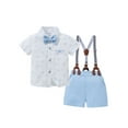 thumbnail image 1 of CARETOO Toddler Infant Boy Clothes Formal Suit Short Sleeves Shirt Suspender Pants Bowtie 3pcs Set, 1 of 10