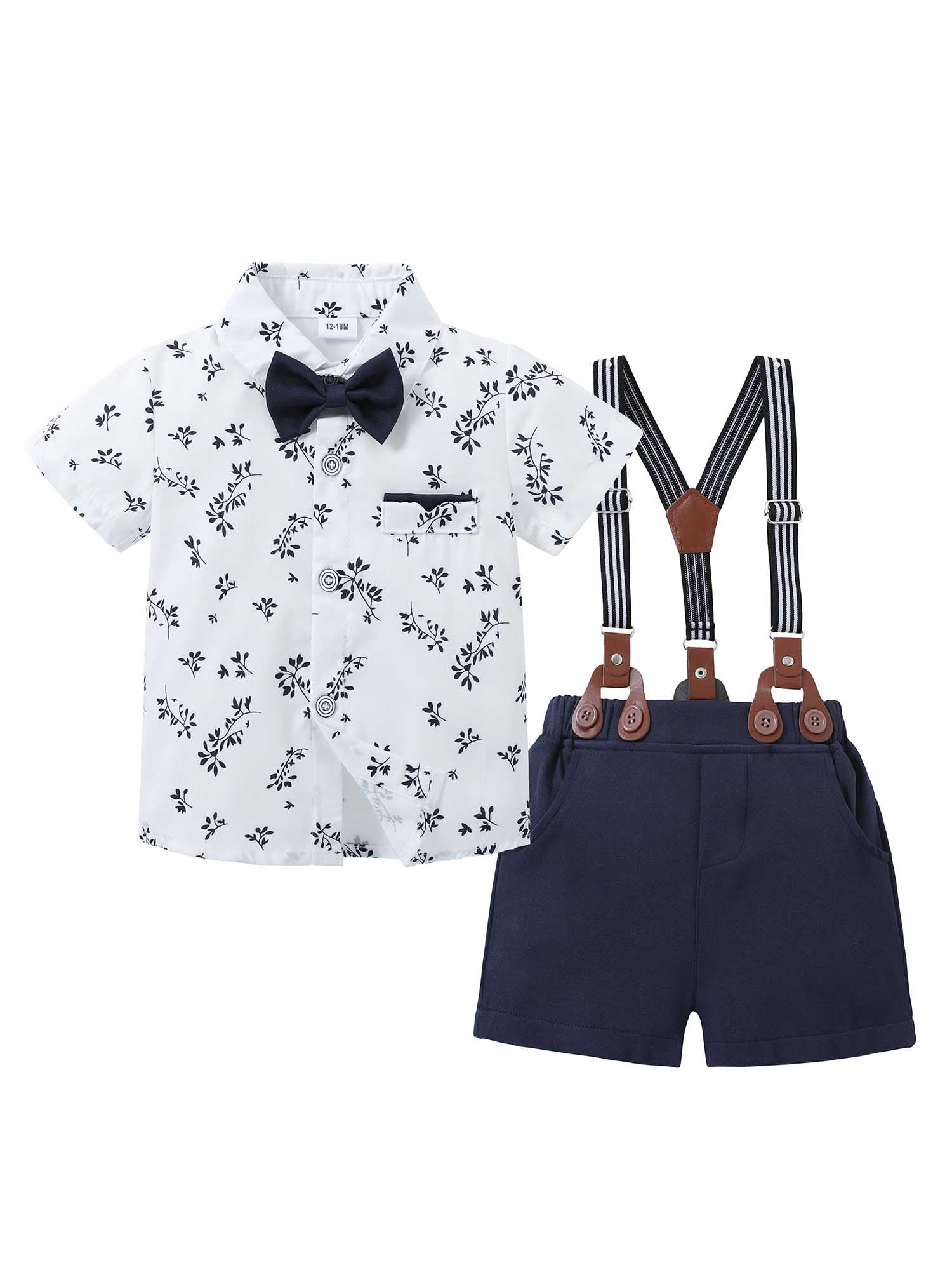 CARETOO Toddler Infant Boy Clothes Formal Suit Short Sleeves Shirt