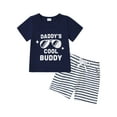 thumbnail image 1 of CARETOO Toddler Kids Boy Set Summer Outfit Cotton Fabric T-Shirt Striped Shorts 2Pcs Casual Clothes, 1 of 13