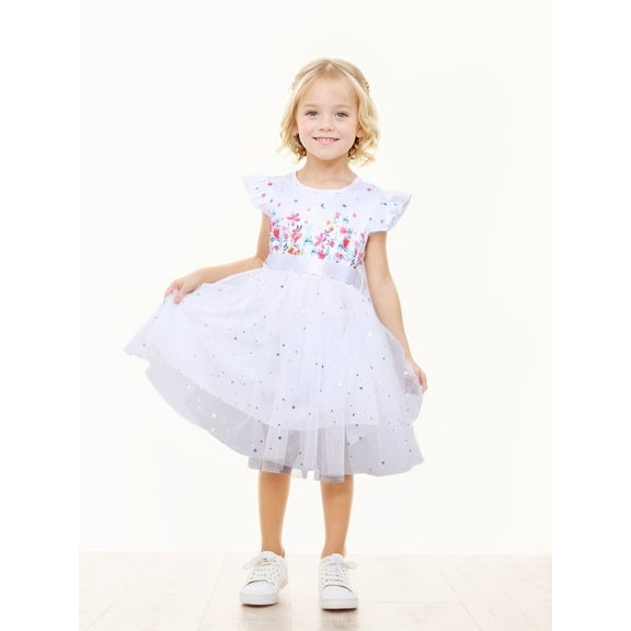 CARETOO Toddler Princess Dress Little Girls Summer Clothes Mesh Dress Tutu Dress Elegant Party Dress
