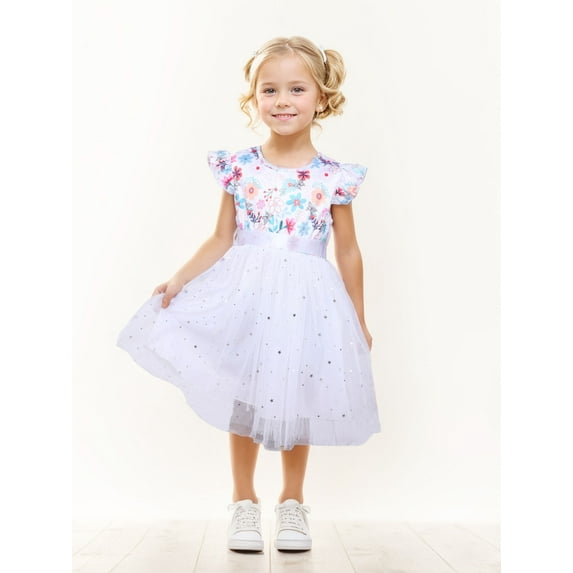 CARETOO Toddler Princess Dress Little Girls Summer Clothes Mesh Dress Tutu Dress Elegant Party Dress