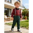thumbnail image 1 of CARETOO Toddler Boys Suit Boys Formal Outfit Set Dress Shirt Bowtie Suspender Pants 1-5T Baby Boy Church Christening Wedding Easter Clothes 3T, 1 of 8