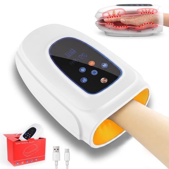 CAREUS Cordless Hand Massager, Hand Massager with Heat & Compression, LED Display, Touch Screen for Finger, Palm & Wrist Relief