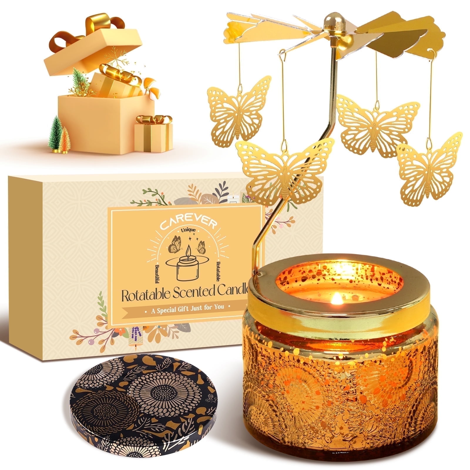 DOMETOUR Christmas Gifts for Women Christmas Candles, Rotatable Butterfly Scented Candles, Soy Wax Birthday Candles Funny Gift