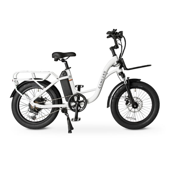 Concord Loadpro Electric Cargo Bike, 20 in Wheels, 48V, Class 2, Off-White, Fits Riders 4 ft 11 in - 6 ft 3 in