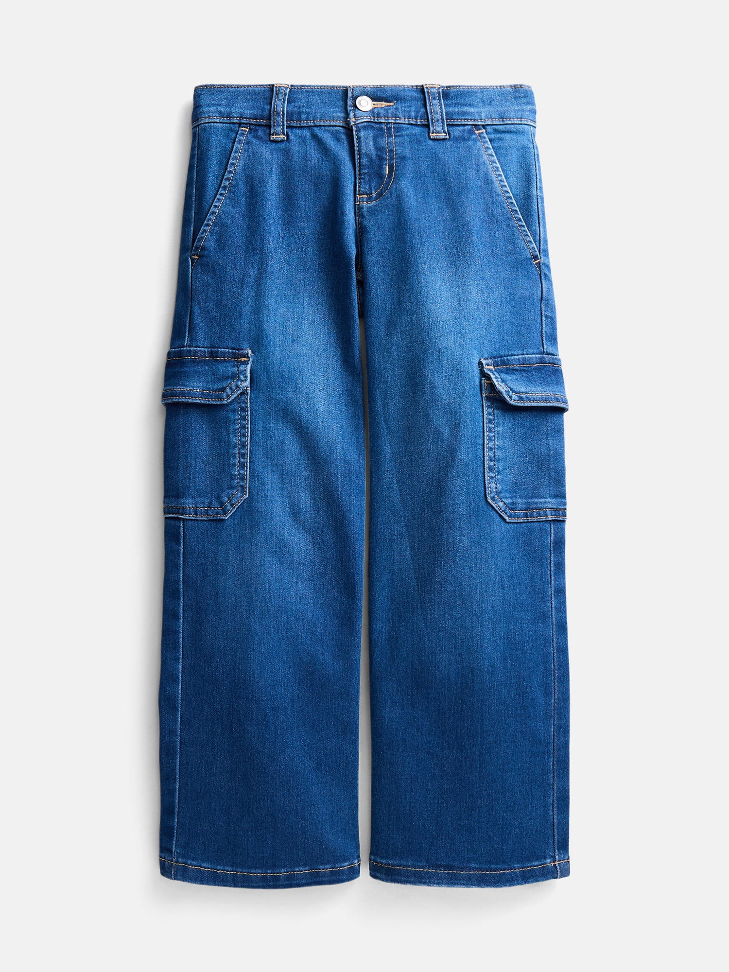 Wonder Nation Girls Wide Leg Cargo Jeans, Sizes 4-18 & Plus