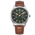 thumbnail image 1 of Carribean Joe Men's Analog Watch, Green -Tone Round Case,Quartz Movement, Decorative Subdial Design, Brown Vegan Leather Strap Wrist Watch for men, 1 of 6