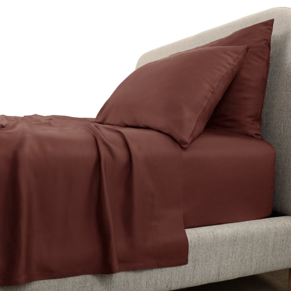 CARILOHA Aloha Soft 100% Viscose from Bamboo Sheets - 4-Piece Queen Sheet Set - OEKO-TEX Standard 100 - Maroon Sunset