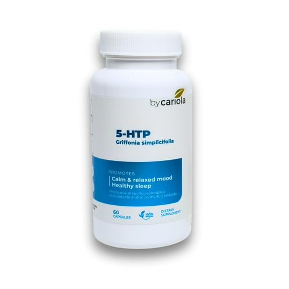 BY CARIOLA 5-HTP Natural Mood & Sleep Support Supplement Capsules - Mood Support - Sleep Support - Serotonin Booster - Calming Effect - Natural Formula Griffonia Simplicifolia - 60 Caps