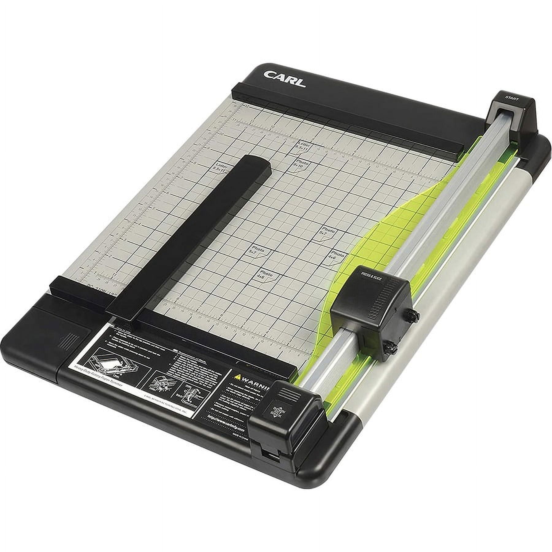 Carl Heavy-Duty Black Metal Rotary Paper Trimmer with Acrylic Holder