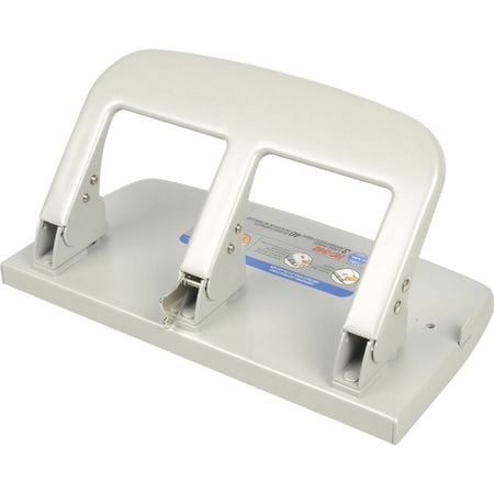 CARL Heavy-duty 3-Hole Punch with Tray - 3 Punch Head(s) - 40 Sheet of 20lb Paper - 9/32" Punch Size - Silver | Bundle of 5 Each