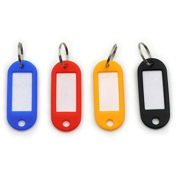 CARL Split Ring Key Tags - 3" Length x 3" Width - Ring Fastener - 20 / Pack - Plastic - Assorted | Bundle of 5 Packs