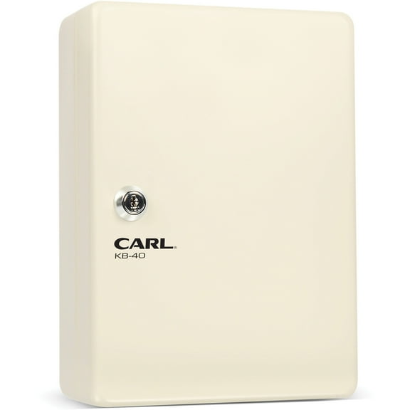 CARL Steel Security Key Cabinet, 10.3"L x 7"W x 3.5"H, Lockable, Wall Mountable, Ivory, Steel