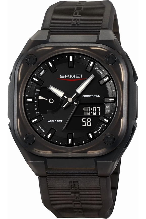 Multifunctional Waterproof Sports Watch, Military Style, Outdoor Sport, 50M Waterproof, Luminous Day Calendar Timer,Black Transparent