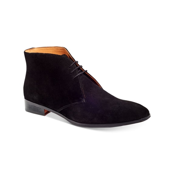 CARLOS BY CARLOS SANTANA Mens Black Padded Corazon Square Toe Block Heel Lace-Up Leather Chukka Boots 10.5 D