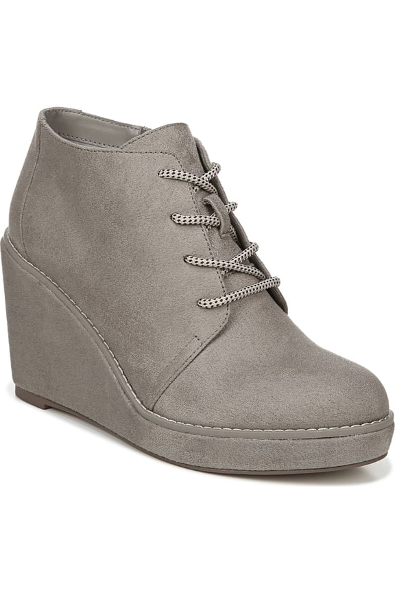 CARLOS BY CARLOS SANTANA Womens Gray Lace Up Closure Cold Weather Wills Almond Toe Wedge Zip-Up Shootie 11 M