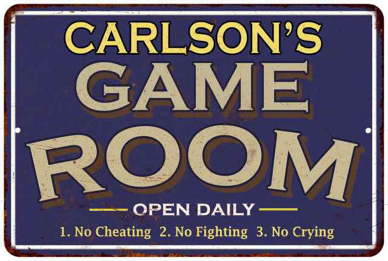 CARLSON'S Blue Game Room Sign Metal 8 x 12 High Gloss Metal ...