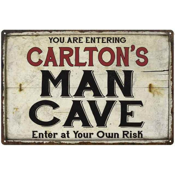 CARLTON'S Man Cave Sign Rustic Garage Decor Gift 12x18 Metal 112180035337