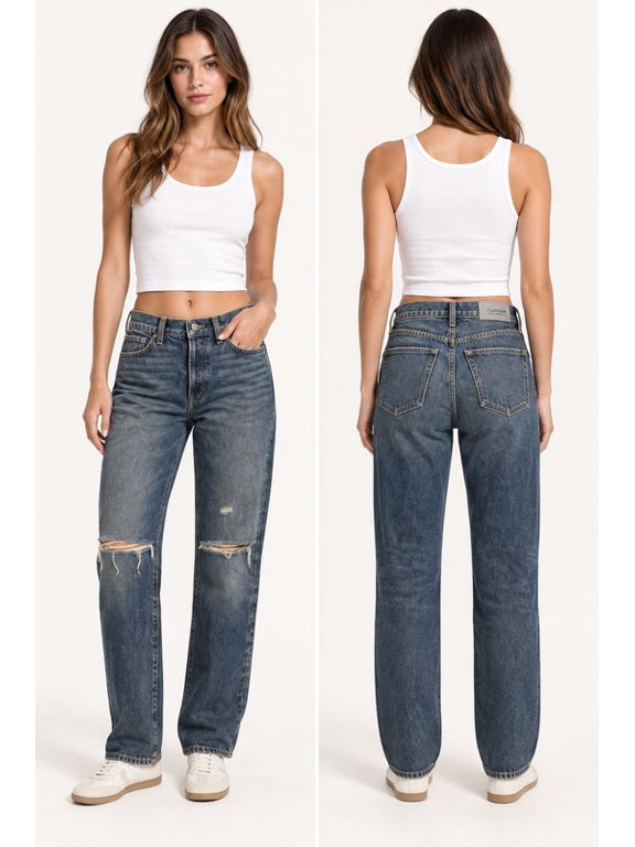 CARMAR Los Angeles Women’s Distressed Straight-Leg Jeans