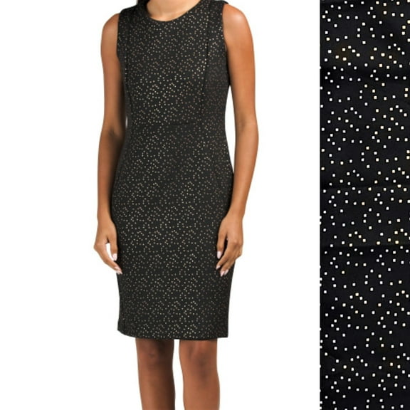 CARMEN MARC VALVO Women's Gold Tone Texture Print Mini Dress-Black / 8