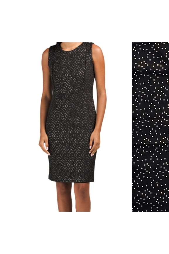 Women's Gold Tone Texture Print Mini Dress-Black / 8