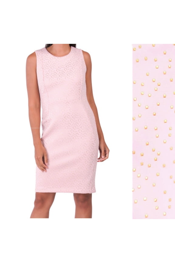 Women's Gold Tone Texture Print Mini Dress-Pink / 10