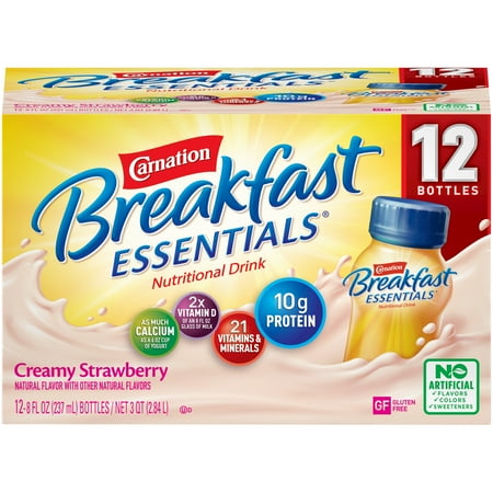 CARNATION BREAKFAST ESSENTIALS Creamy Strawberry 12-8 fl. oz. Bottles