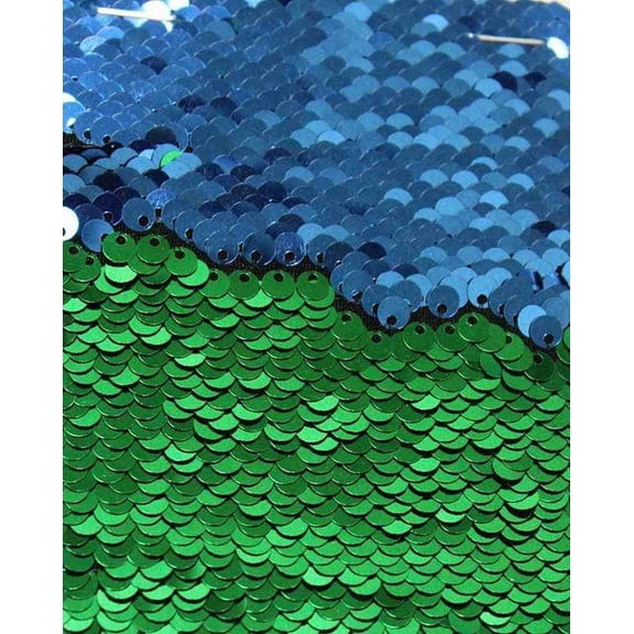 CARNIVAL Color Changing Sensory Wall Reversible Sequin Fabric, 52 Inch. in Width, Sample 3x3 Inch / Green/Teal