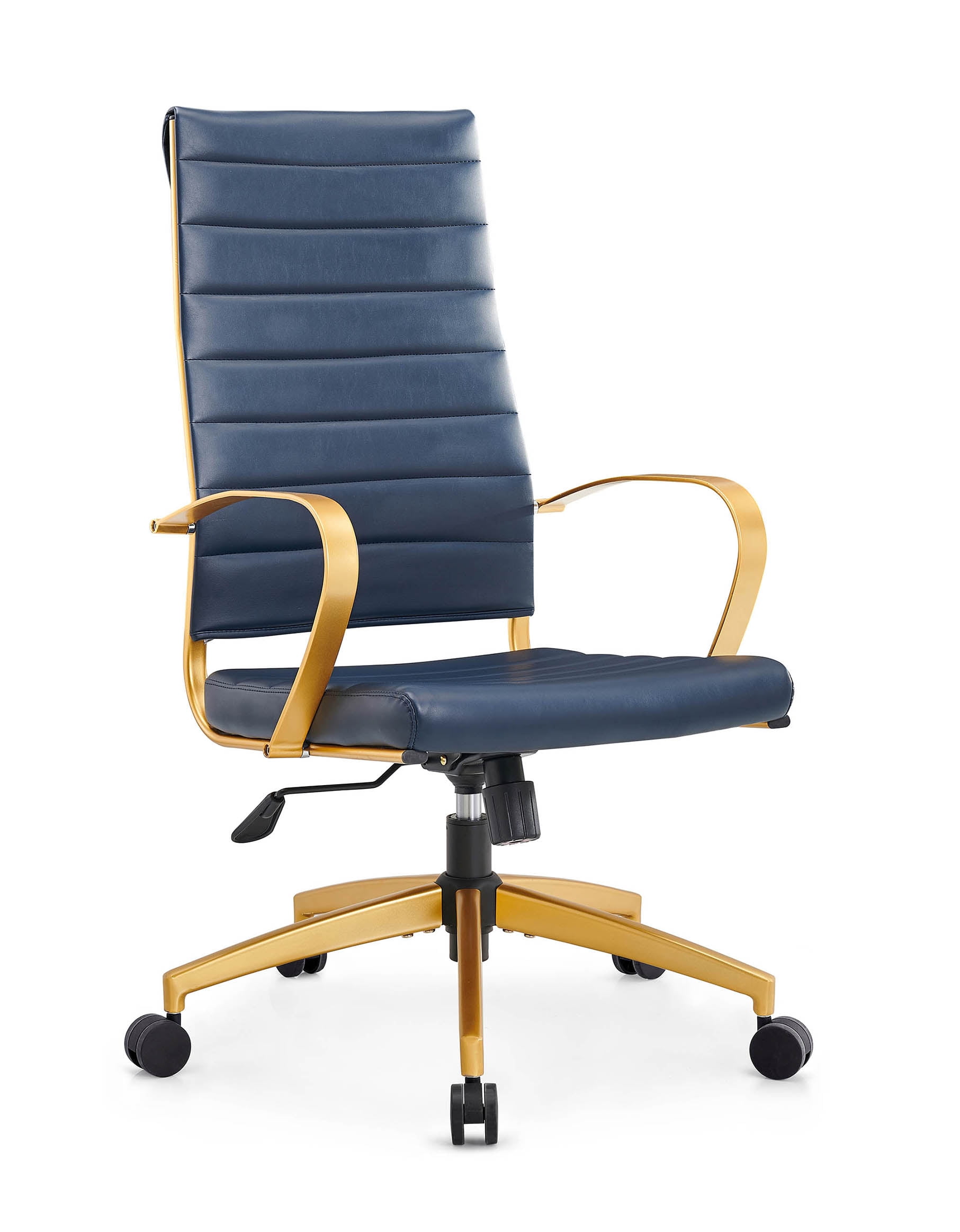 CAROCC High Back Executive Office Chair with Armrest Adjustable Swivel Chair in Durable Vegan Leather Modern Gold Office Chair Ergonomic Desk Chair for Extra Back & Lumbar Support