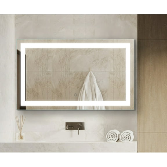 CAROCC LED Lighted Bathroom Wall Mounted Mirror with High Lumen+Anti-Fog Separately Control+Dimmer Function