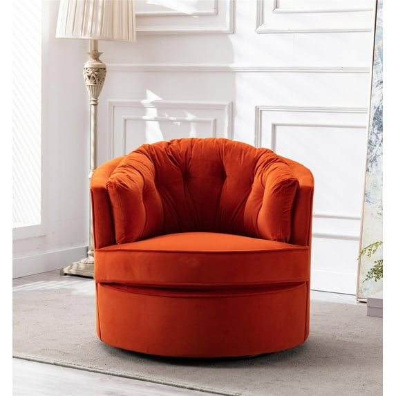 CAROCC Modern Akili Swivel Accent Chair Barrel Chair for Home Living Room Modern Leisure Chair Orange