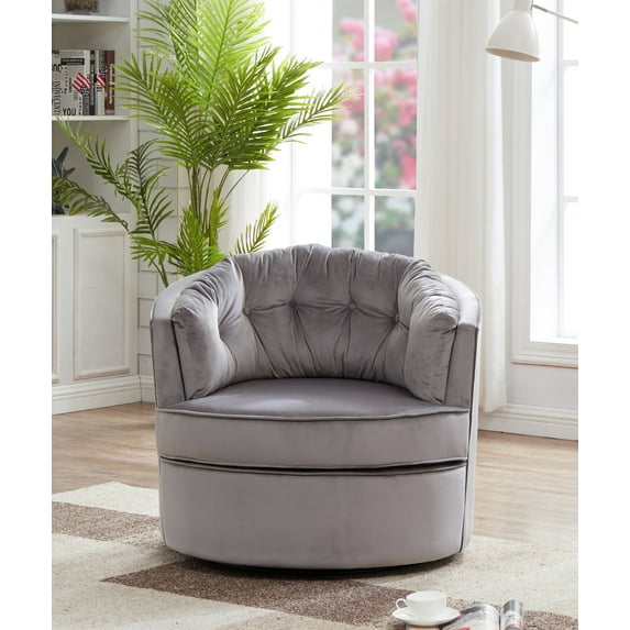 CAROCC Modern Akili Swivel Accent Chair Barrel Chair for Home Living Room Modern Leisure Chair Silver Grey