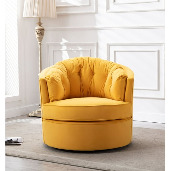 CAROCC Modern Akili Swivel Accent Chair Barrel Chair for Home Living Room Modern Leisure Chair Yellow