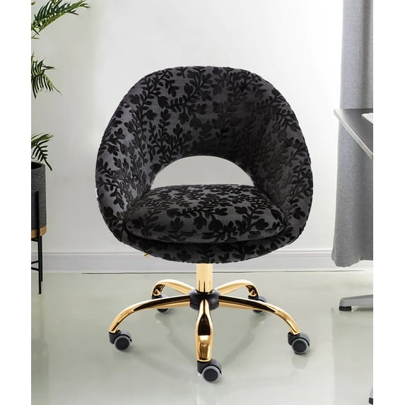 CAROCC Swivel office Chair for Living Room or Bed Room Modern Leisure office Chair Black velvet
