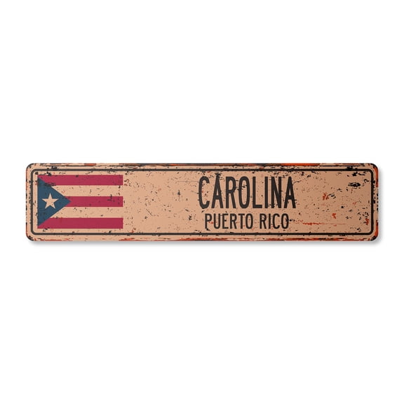 CAROLINA PUERTO RICO Vintage Aluminum Street Sign Puerto Rican American flag city country rustic metal tin gift | Indoor/Outdoor | 18" Wide