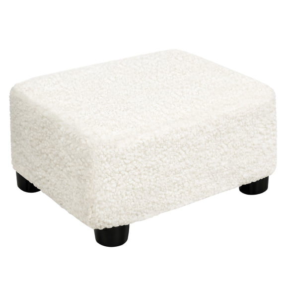 CAROLMADE Small Footstool with Legs Foot Stool Ottoman Under Desk Footrest for Living Room Bedroom and Office, Soft White