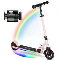 CAROMA Electric Scooter for Kids Ages 8-12, 150W Motor, Up to 10 MPH & 7 Miles, Lightweight Foldable Electric Kick Scooter for Boys and Girls, Colorful Lights, Adjustable Speed and Height