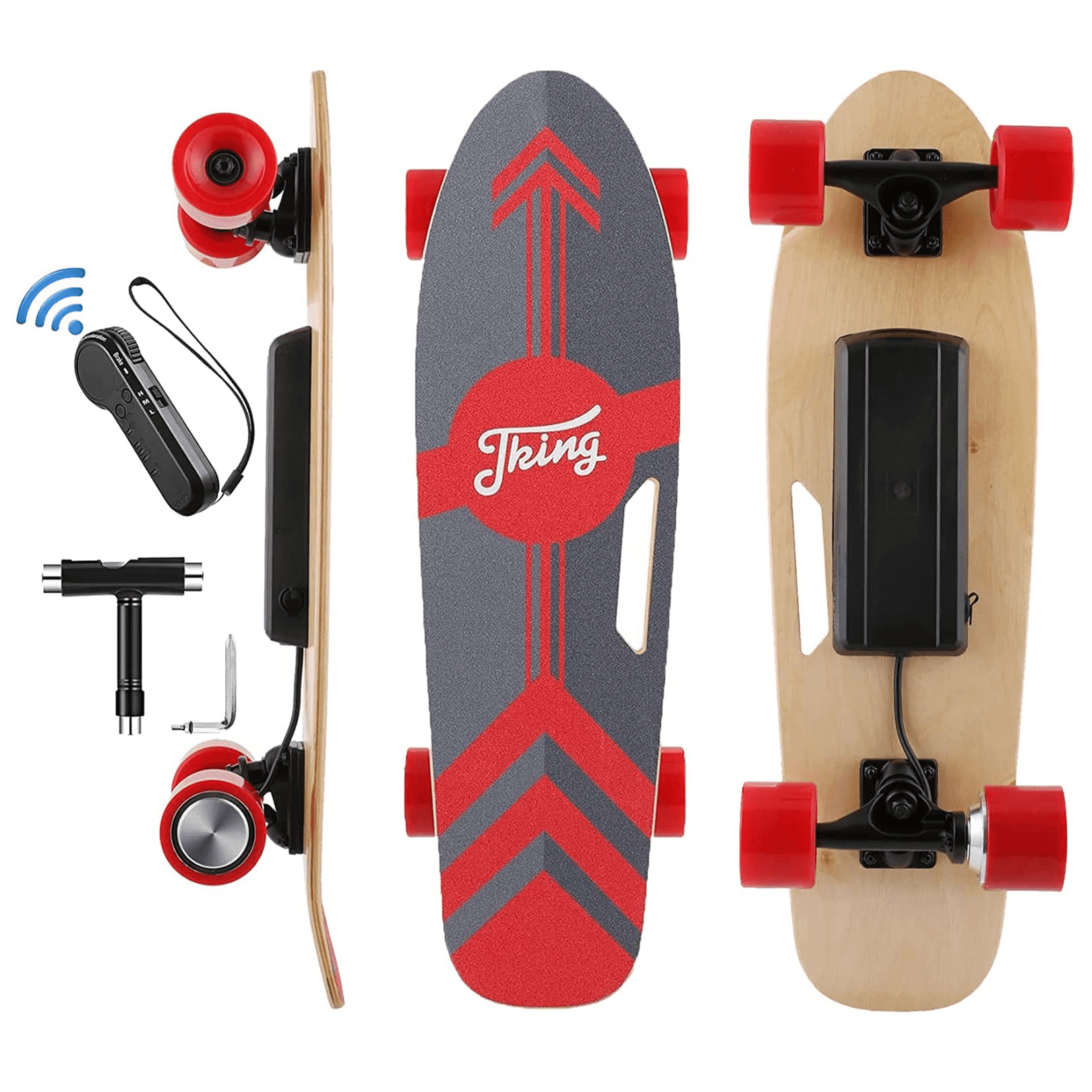 CAROMA Electric Skateboard, 350W Electric Skateboard with Wireless Remote Control for Adult Teens, 12.4MPH Top Speed, 8 Miles Max Range, 3-Speed Adjustment, Load up to 220lbs