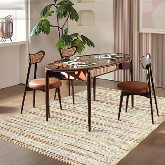 CAROMIO 10' x 13' Modern Rugs for Bedroom Imitation Braided Pattern Soft Carpet, Rainbow Color