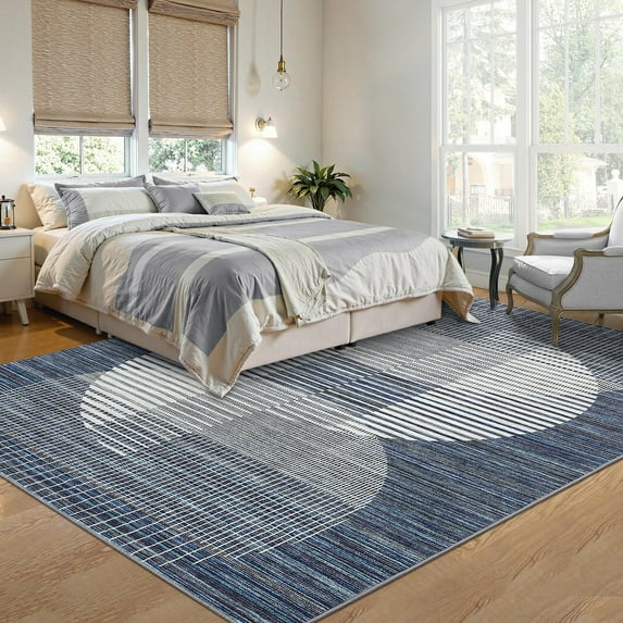 CAROMIO 10' x 13' Modern Rugs for Living Room Soft Geometric Area Rug Non Slip Stain Resistant Carpet, Blue