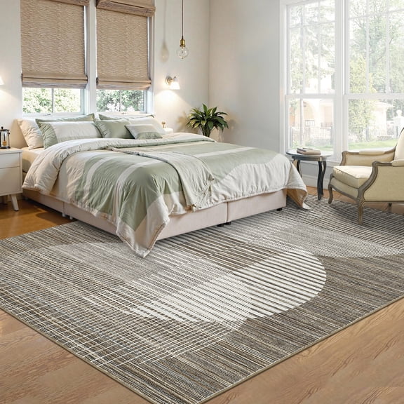 CAROMIO 10' x 13' Modern Rugs for Living Room Soft Geometric Area Rug Non Slip Stain Resistant Carpet, Brown