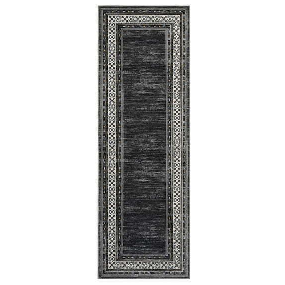 CAROMIO 2' x 6' Modern Rugs for Living Room Soft Geometric Area Rug Non Slip Stain Resistant Carpet, Black