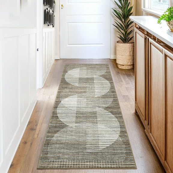 CAROMIO 2' x 6' Modern Rugs for Living Room Soft Geometric Area Rug Non Slip Stain Resistant Carpet, Brown