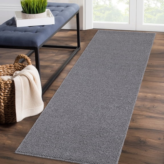 CAROMIO 2' x 6' Runner for Hallway Solid Textured Vintage Rug Non Slip Throw Rugs Bedroom Rug, Gray