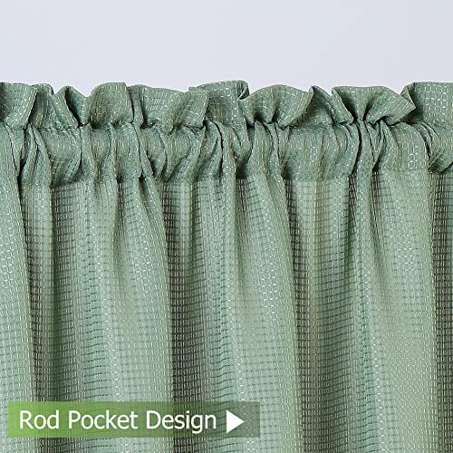 CAROMIO 2Pcs Small Kitchen Tier Curtain, Waffle Weave Textured Tailored Waterproof Window Covering Cafe Curtain 30" x 24", Sage
